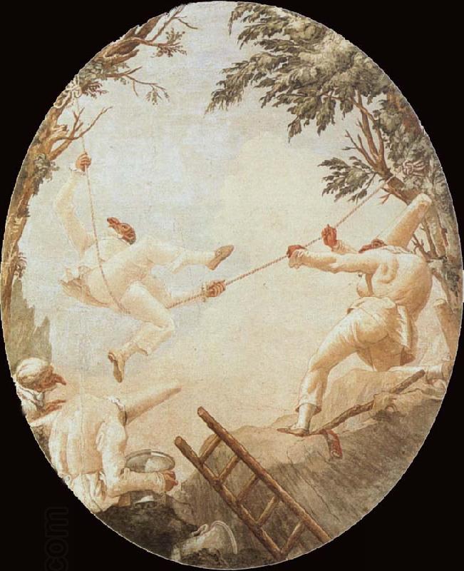 TIEPOLO, Giovanni Domenico Pulcinelle on the Tightrope China oil painting art